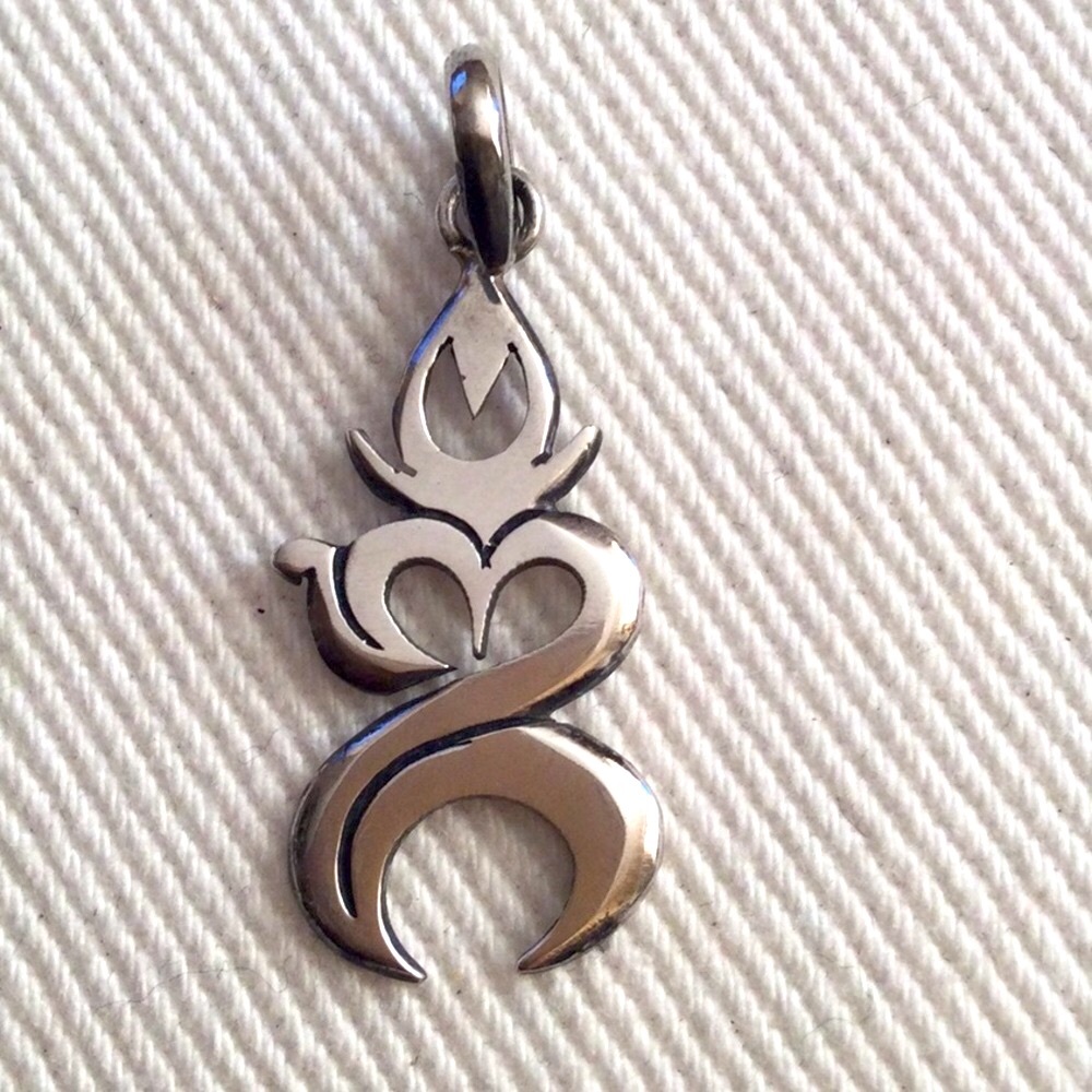 Sterling Silver Abstract Flame Pendant - Silver